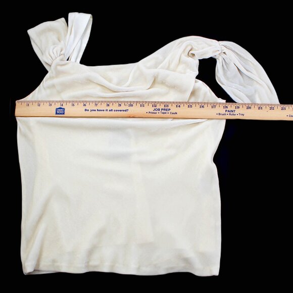 RALPH LAUREN Ivory Silk Velvet Bias Cowl Off Shoulder Draped Scarf Top NWT SZ 8 - Picture 11 of 11